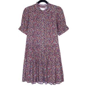 APIECE APART Las Alturas Mini Dress Dotty Floral Crimson Tiered Skirt Women's S